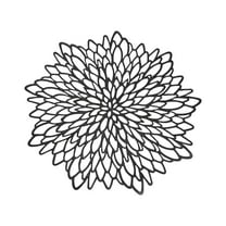 Black Hibiscus Flower Placemat Round Vinyl Table Mat Pressed Craft Hollow Design For Wedding Kitchen Hotel Dining Table Decoration 15X15In