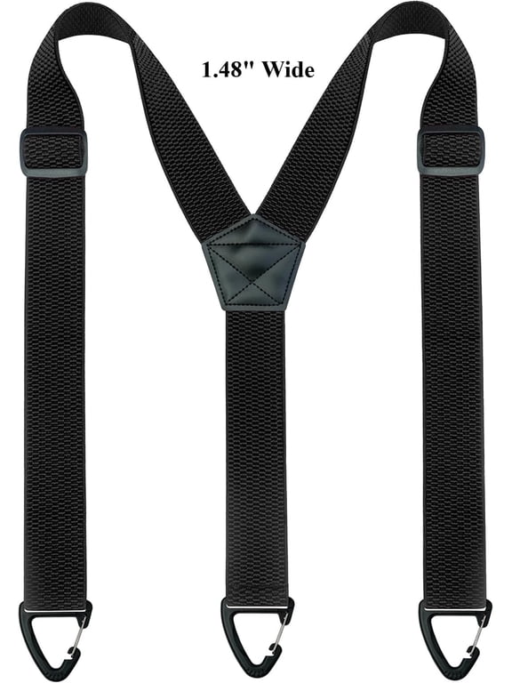 Black Hidden Suspenders for Men Under Clothes with 3 Snap Loop (1.48" Wide)