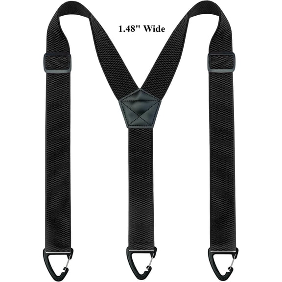 Black Hidden Suspenders for Men Under Clothes with 3 Snap Loop (1.48" Wide)