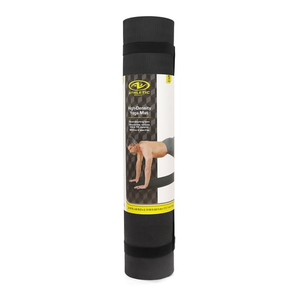 Black High Density TPE Exercise Mat with Carry Strap
