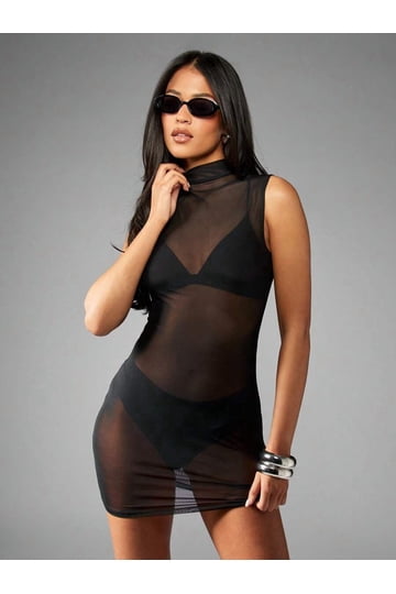 see through mini dresses for sale Sexy Hollow Out See-through Sleeveless Lace Mini Dress for Women, Black White Red, Summer from Dhgate Basic & Casual Dresses