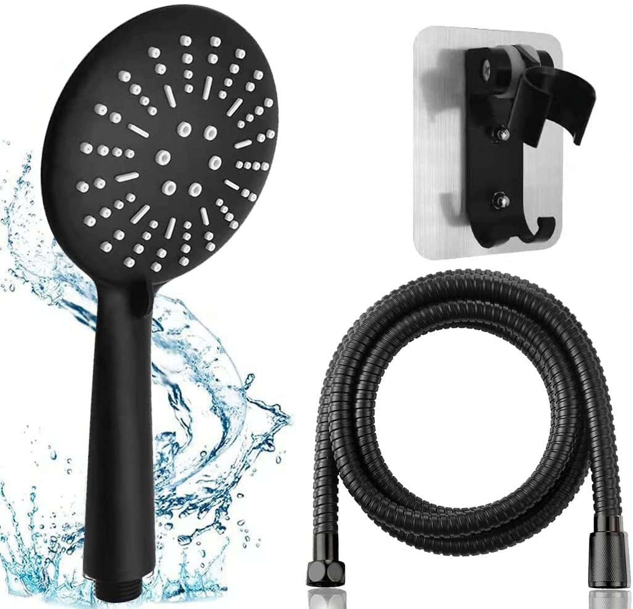 Black High Pressure Shower Head, AntiLimescale Shower Head with 1.5M