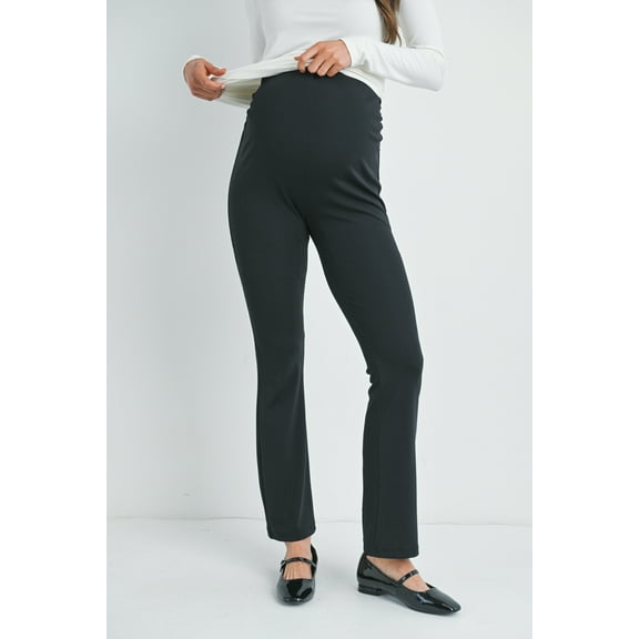 Black High Rise Maternity Flared Knit Pants
