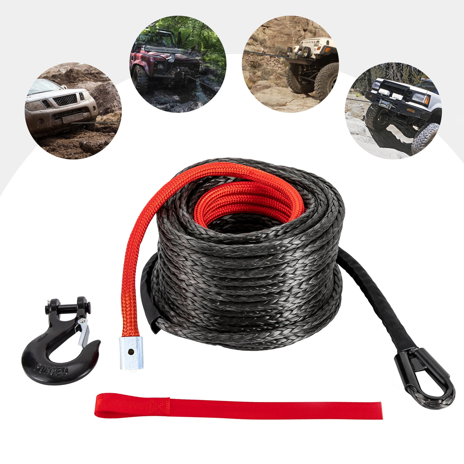 Black High Strength Winch Cable, Carbamate-coated Rope with Protective ...