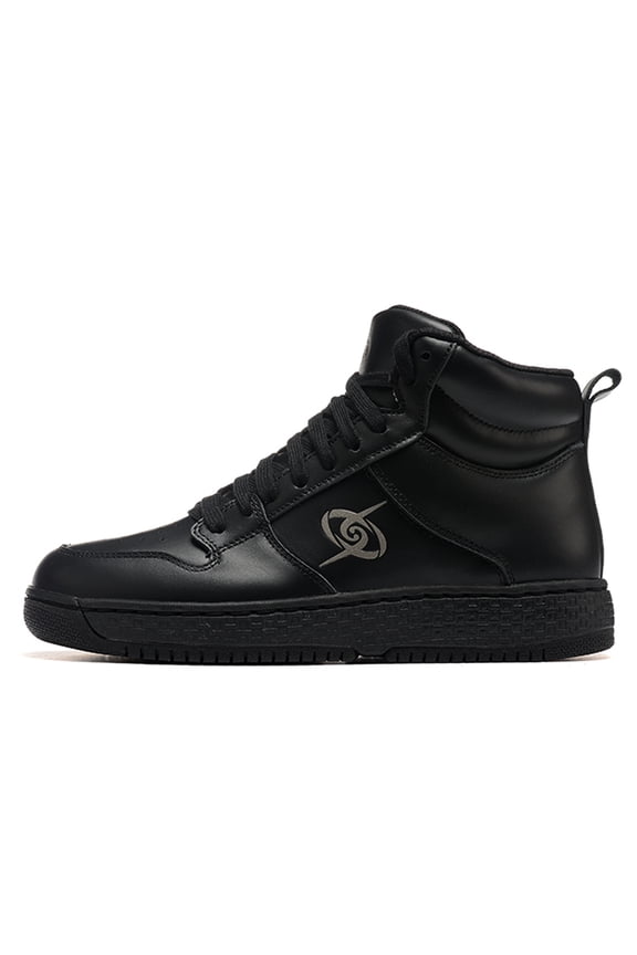 Black High Top Loafers With Leather Upper And Wear-resistant Waterproof Sole