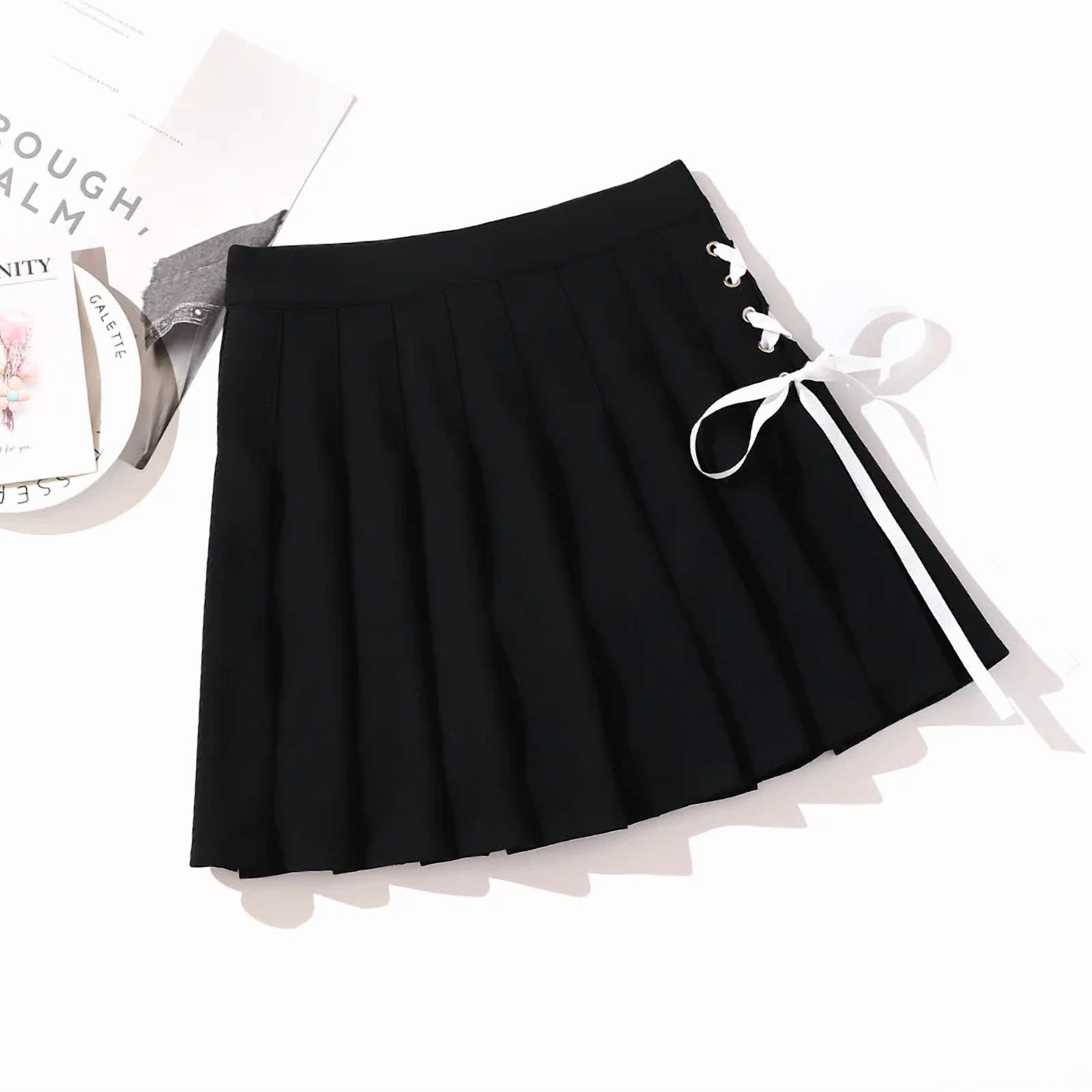 Black High Waist Mini Skirts Punk Pleated Vintage Skirt Gothic ...