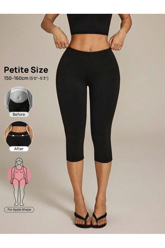 Black High Waisted Capri Pants For Shape Petite Size