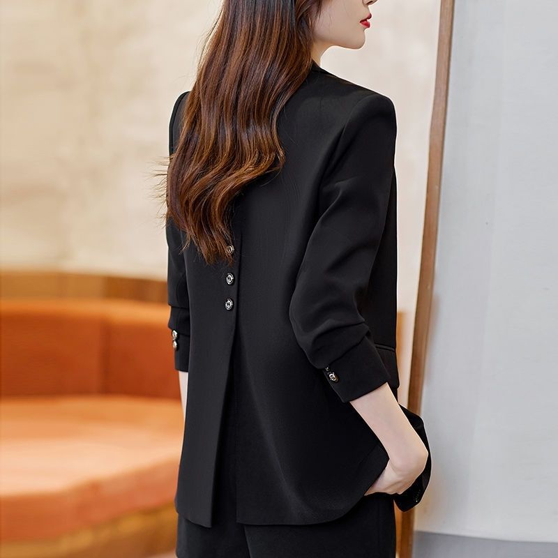 Black Highend Women‘s Small Suit 2024 Autumn New British Style Back