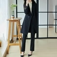 thumbnail image 1 of Black High quality formal 2 Piece Long Coat Pant Suit Blazer Office Lady Uniform Design Women Business Jacket with Trouser, 1 of 1