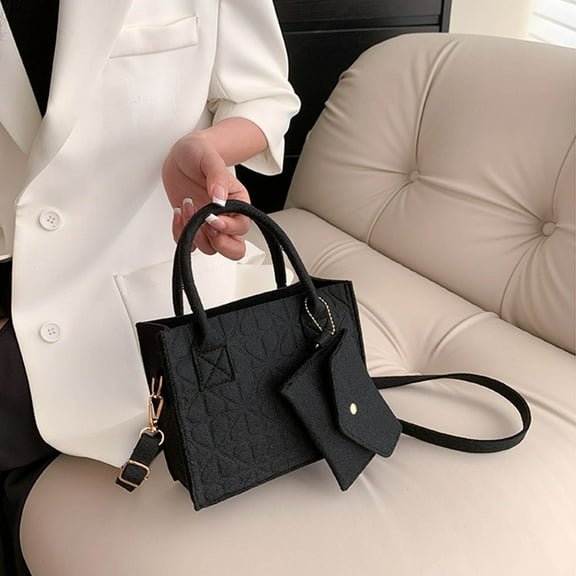 Black High-volume Handbag Female Impression Felt Set for Everyday Use, Ideal for Work or Social Events, by UKHBMC