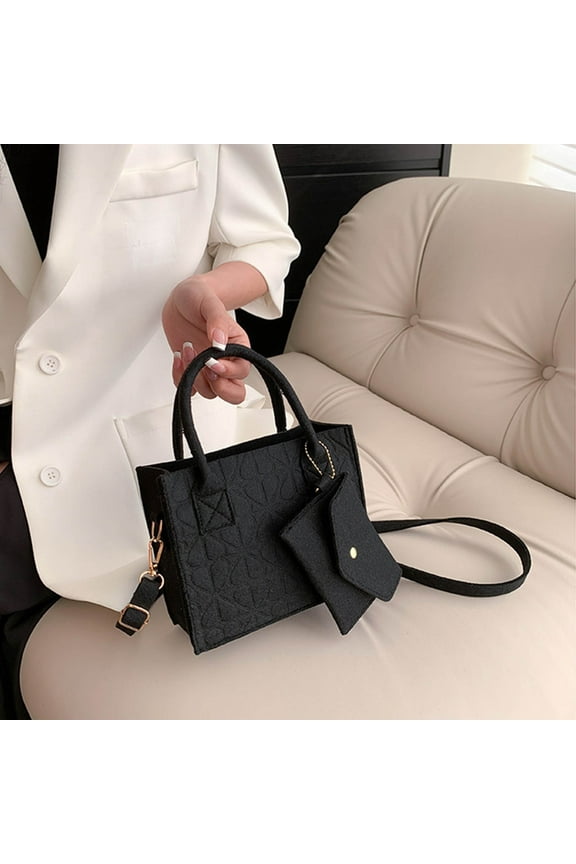 Black High-volume Handbag Female Impression Felt Set for Everyday Use, Ideal for Work or Social Events, by UKHBMC