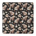 thumbnail image 1 of Black Highland Cow Flower Gnome Pattern Square Fitted Tablecloth with Elastic Edge,Square Table Cover,Washable Elastic Table Cover for Home Kitchen Party Decor 36"x36", 1 of 6