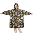thumbnail image 1 of Black Highland Cow Flower Pattern Wearable Oversized Blanket,Wearable Blanket Hoodie for Adults,Cozy Hooded Blankets with Super Pockets,Super Warm Fuzzy Pullover for Women & Men, 1 of 6
