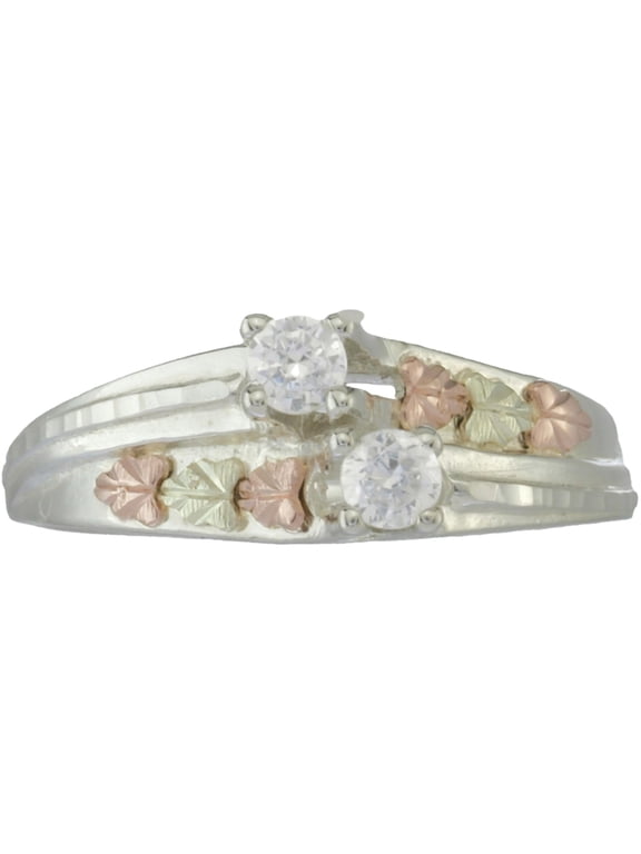 Black Hills Silver Synthetic White Cubic Zirconia Two Stone Ring