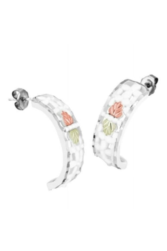 Black Hills Gold Hoop Earrings with White Powder Coat - 0.35 x 1 in.