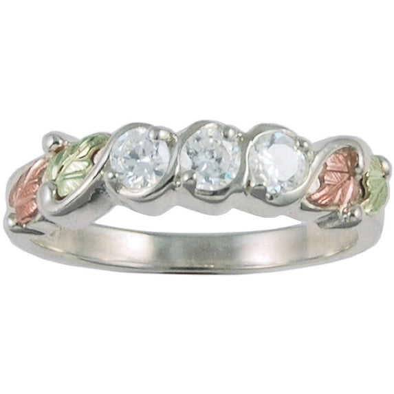 Black Hills Gold Jewelry by Coleman Co. 3-Stone CZ 10kt and 12kt Black Hills Gold and Sterling Silver Band