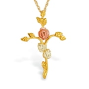 Black Hills Gold Rose Cross Pendant