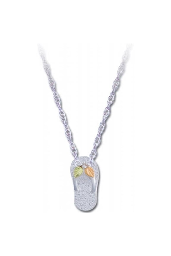 Black Hills Gold Sterling Silver Flip Flop Pendant - Black/Gold - 0.31 x 0.63 in.