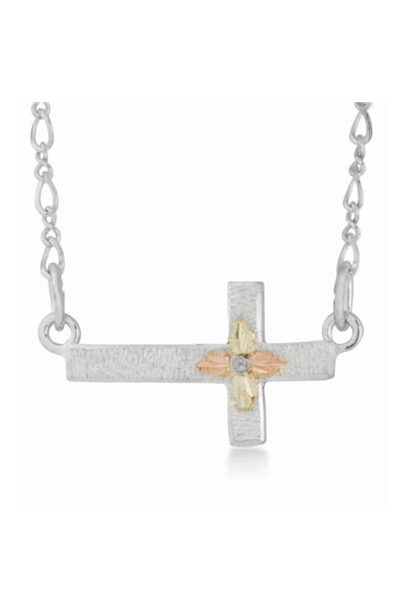 Black Hills Gold Sterling Silver Sideways Cross Pendant