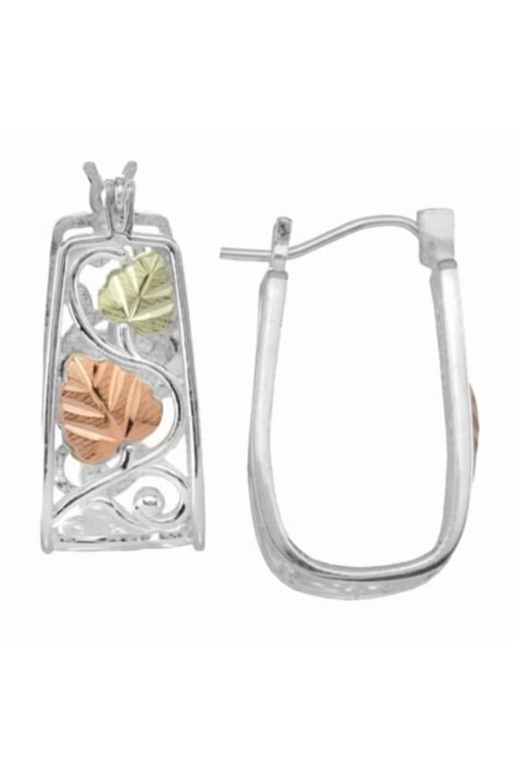 Black Hills Gold on Silver Hoop Earrings