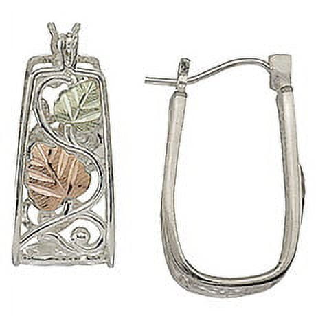 TR JEWELRY CONCEPTS Black Hills Gold on Silver Hoop Earrings