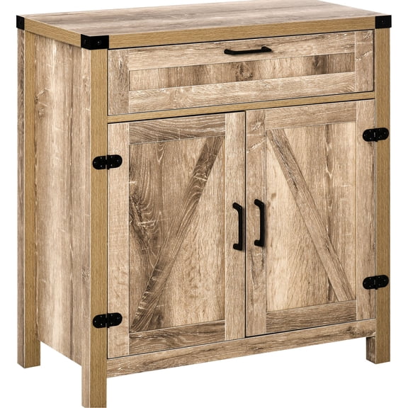 Black Hinges and Barn Door | Suitable for Modern Kitchens | Wide Countertop for Display