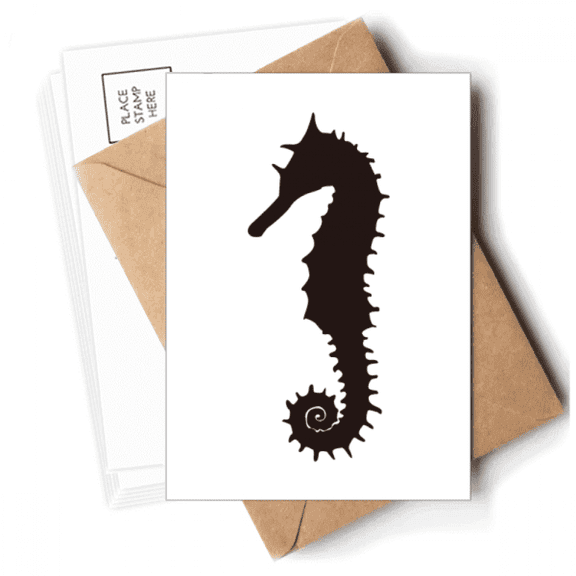 Black Hippocampus Marine Life Pattern Postcards Envelopes Blank Note Cards Mailing