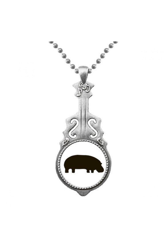 Black Hippopotamus Animal Portrayal Pendant Jewelry Music Guitar Torque Hangtag