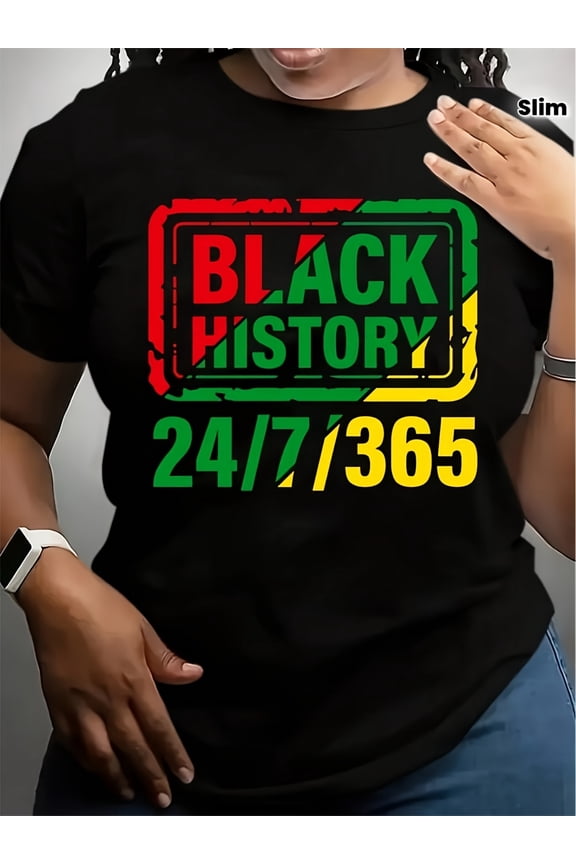 Black History 24/7/365 Graphic Tee - Pan-African Colors Empowerment T-Shirt - African American Heritage Pride Apparel for Men and Women - Retro Style Short Sleeve Top