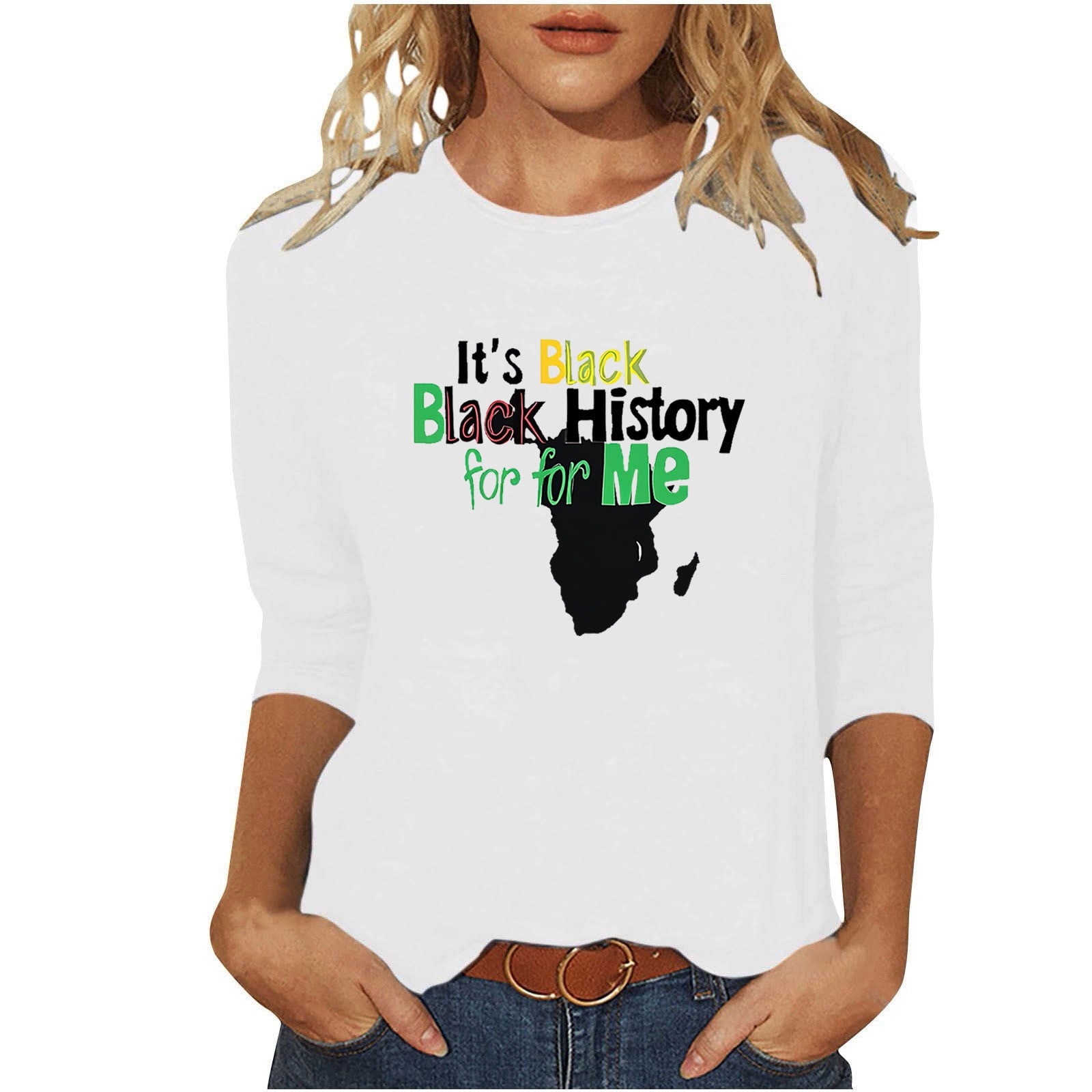 PICKID Black History Month T-Shirt For Women - Graphic Tee With "It's The Black History For Me" Print, Short Sleeve - View #12