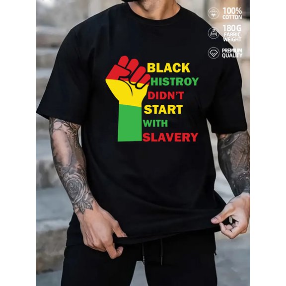 Black History Fist mens Black History Month black 180G 100% Cotton tradition Cultural pride Casual Unisex Shirt Graphic tshirts Classic Unisex Shirt Crewneck tshirts