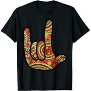 Black History Love You Hand ASL Sign Language Women Kids Men T-Shirt