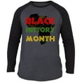 thumbnail image 1 of Black History Month Africa Distressed Adult Long Sleeve Raglan T-Shirt Heather Black-Black SM, 1 of 1