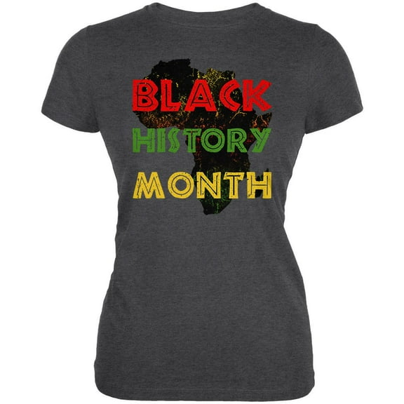 Black History Month Africa Distressed Juniors Soft T Shirt Deep Heather SM