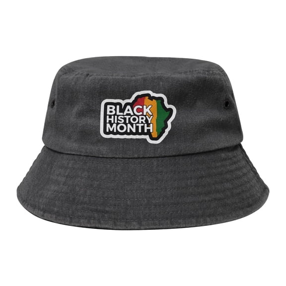 Black History Month Africa Washed Bucket Hat For Men Women Denim Bucket Hat Sun Hat Cowboy Fishing Beach Hat