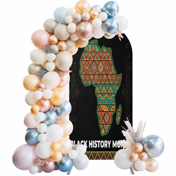 Black History Month Arch Backdrop Cover 5 FT Retro Abastract Texture Stretchy Elastic Arch Stand Covers Spandex Arched Background Birthday Wedding Party Decoration (No Stand)