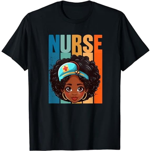 Black History Month Black Afro Strong Nurse Women Nursing T-Shirt