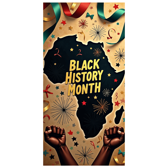 Black History Month Celebration Banner Backdrop for Party Event Decoration African Display Background with Hands and Map Design Photography Props