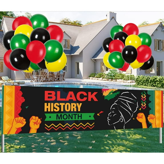 Black History Month Fence Banner African American National Holiday Party Photo Booth Backdrop Yard Lawn Sign Outdoor Decoration