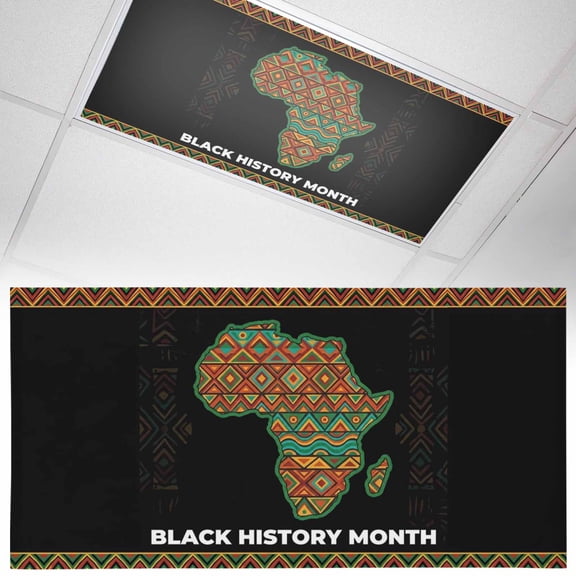 Black History Month Fluorescent Light Covers Retro Abastract Texture Magnetic Light Filters Ceiling Lighting Panel Shade for Classroom Office Home 2 x 4 ft, 1 Pack
