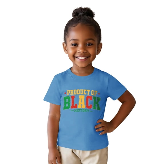 Black History Month Girls' Black Letter Print T Shirt Crew Neck Short Sleeve Top Blue 1 Y-2 Y