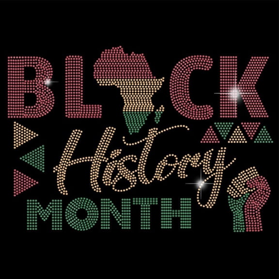 Black History Month Iron on Rhinestones Transfer Celebration Text Heat Transfer Stickers Iron on Decals Bling Rhinestone Patches for DIY handcrafting