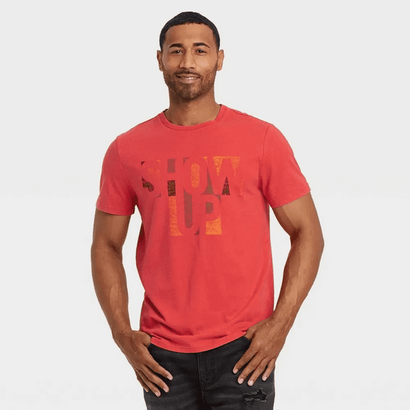 Black History Month Men's Show Up Short Sleeve Graphic T-Shirt - (Red, Small)