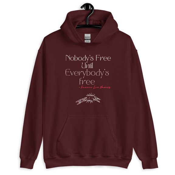 Black History Month "Nobody's Free until Everybody's Free" Unisex Hoodie (Maroon, M)