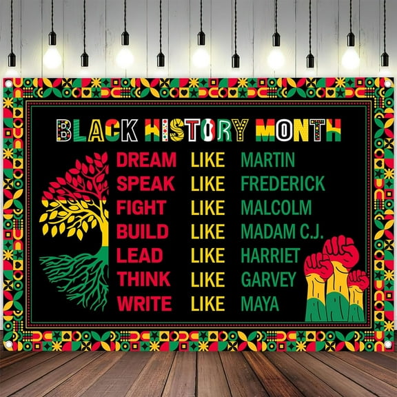 Black History Month Photo Backdrop, 5 x 3 ft American African History Month Bulletin Board Decorations Classroom Wall Banner Party Supplies