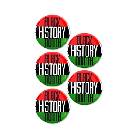 Black History Month Pinback Buttons - 2.25 Inch Round - 5 Pack