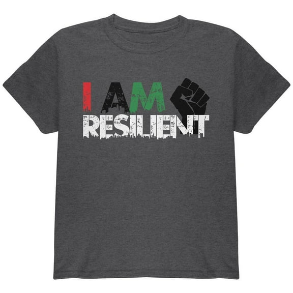Black History Month Pride I Am Resilient Youth T Shirt Dark Heather YLG