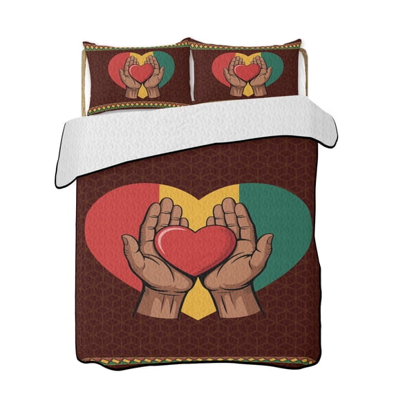 Black History Month Quilts Bedding Set Queen Size Vintage Red Yellow ...