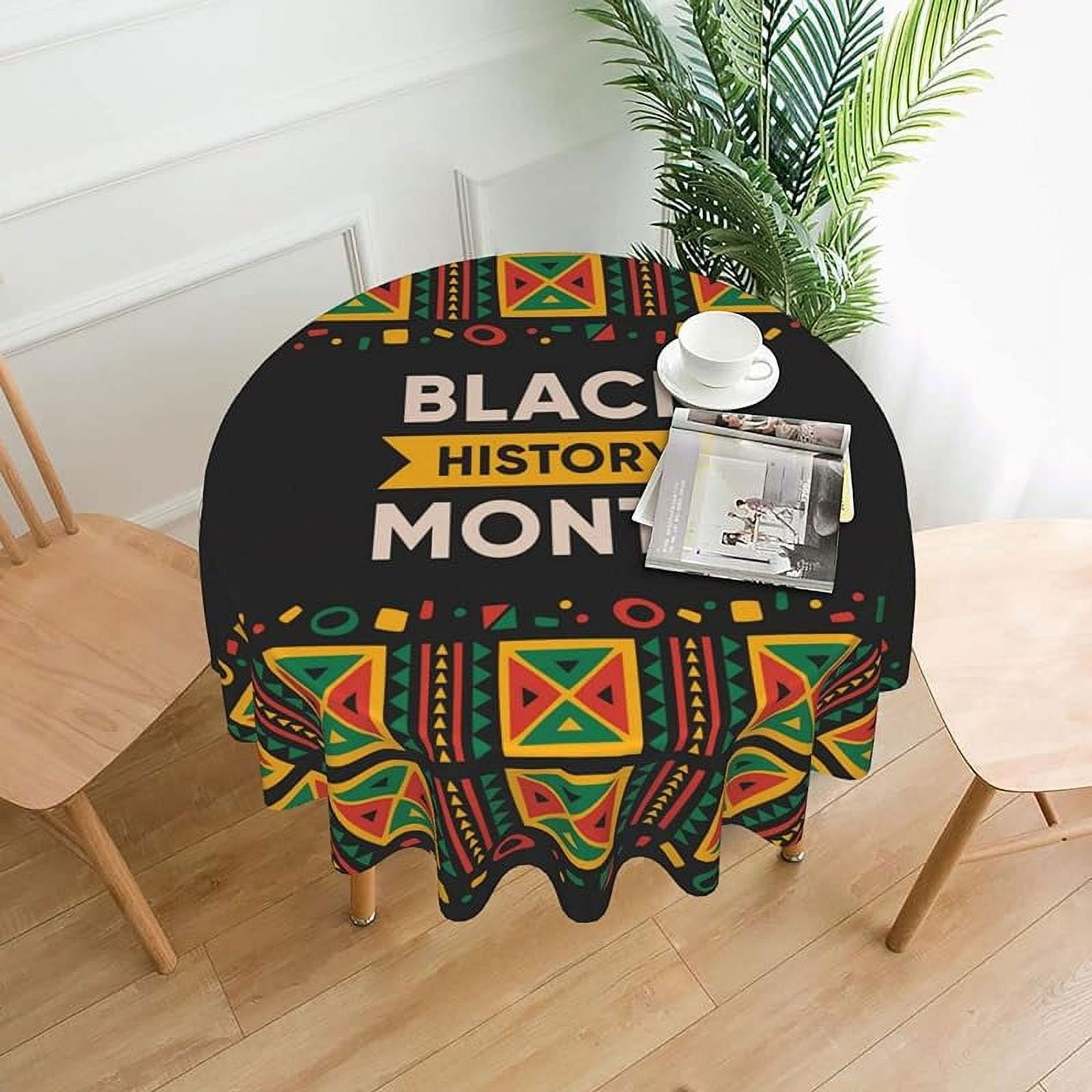 Black History Month Round Tablecloth Kitchen Picnic Tablecloths Washable Table Cover for Dining