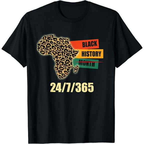 Black History Month Shirt with Leopard pattern for Women Men T-Shirt